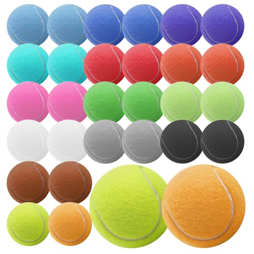 Voittozege Tennisbälle für Hunde, 6,3 cm, Mini-Trainings-Hundebälle, hohe Elastizität, Übungsball für große Hunde, mittelgroße und kleine Hunde, 15 Farben, 30 Stück von Voittozege