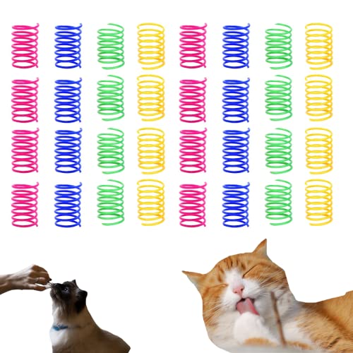 Vokowin 100 Stück Katzen-Federspielzeug, Katzen-Kreatives Spielzeug für Kätzchen, interaktives Kunststoffspielzeug, Innen- oder Außenbereich, Spieltrainer (K217-1) von Vokowin