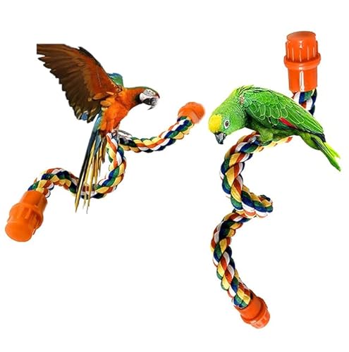 Vokowin K234-2 Vogelkäfigseil für Papageien, bunt, Baumwolle, 40 cm, 2 Stück von Vokowin