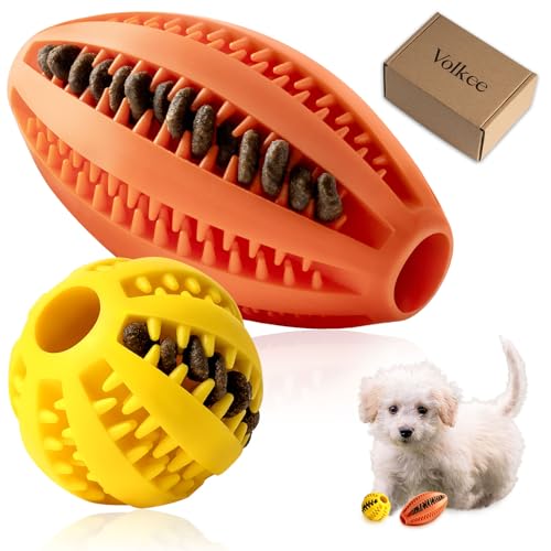 Hunde-Puzzle-Spielzeug für kleine und kluge Hunde, interaktives Kauspielzeug für Langeweile, Anreicherungsspielzeug, um sie zu beschäftigen, Leckerli-Spenderball für Welpen, Hundezahnen und Training Hunde-Puzzle-Spielzeug für kleine und kluge Hunde, interaktives Kauspielzeug für Langeweile, Anreicherungsspielzeug, um sie zu beschäftigen, Leckerli-Spenderball für Welpen, Hundezahnen und Training von Volkee