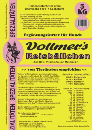 Vollmer's 37036 Hundefutter Reisbällchen 5 kg von Vollmer's