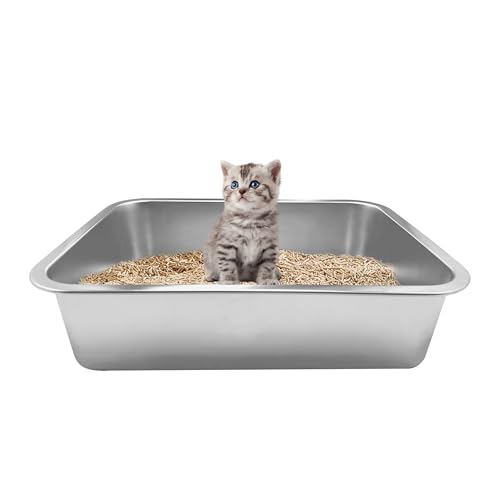 Katzentoilette aus Edelstahl, 40 x 30 x 10 cm, Metall, kleine Kätzchentoilette für Kätzchen, Kaninchen und Kätzchen, antihaftbeschichtete Oberfläche, einfache Reinigung Katzentoilette aus Edelstahl, 40 x 30 x 10 cm, Metall, kleine Kätzchentoilette für Kätzchen, Kaninchen und Kätzchen, antihaftbeschichtete Oberfläche, einfache Reinigung von Volope