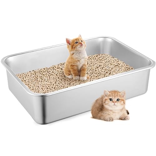 Katzentoilette aus Edelstahl, Metall, kleine Katzentoilette für Kätzchen, Kaninchen und Kätzchen, 39 x 30 x 10 cm, antihaftbeschichtet, geruchsfrei, einfache Reinigung Katzentoilette aus Edelstahl, Metall, kleine Katzentoilette für Kätzchen, Kaninchen und Kätzchen, 39 x 30 x 10 cm, antihaftbeschichtet, geruchsfrei, einfache Reinigung von Volope