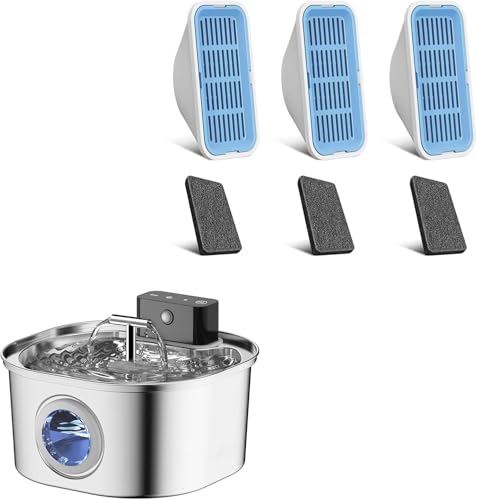 Edelstahl-Katzenbrunnen mit 3 Betriebsmodi: 3,2L kabelloser Trinkbrunnen für Katzen, Ultra-leise Pumpe & Doppeldüsen-Design – mit 3 Sätzen Filtern Edelstahl-Katzenbrunnen mit 3 Betriebsmodi: 3,2L kabelloser Trinkbrunnen für Katzen, Ultra-leise Pumpe & Doppeldüsen-Design – mit 3 Sätzen Filtern von Voluas