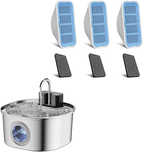 Edelstahl-Katzenbrunnen mit Wasserhahn-Design – 3,2L kabelloser Trinkbrunnen, 3 Betriebsmodi & 4-Stufen-Filter (inkl. 3 Filtern) von Voluas