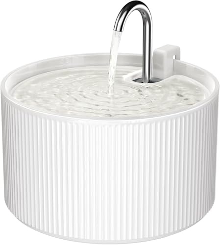 Keramik-Katzenbrunnen, 2,2L/74oz Trinkbrunnen für Katzen Indoor, Automatische Haustier-Wasserspender mit Ultra-Leiser Pumpe & Ersatzfilter von Voluas