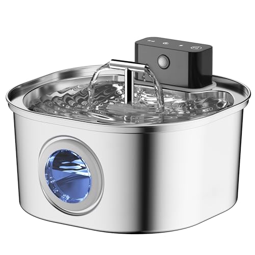 Voluas 【Edelstahl Katze Wasserbrunnen】3,061.7 g/3.2L 3-Modi Haustier Trinkbrunnen Kabellos Indoor Cordless Kitty Super-Silent Sensoring Brunnen mit Dual Wasserauslass Voluas 【Edelstahl Katze Wasserbrunnen】3,061.7 g/3.2L 3-Modi Haustier Trinkbrunnen Kabellos Indoor Cordless Kitty Super-Silent Sensoring Brunnen mit Dual Wasserauslass von Voluas