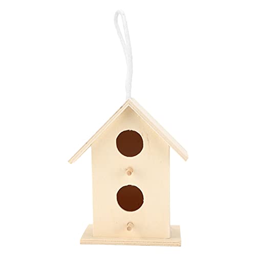 Hängendes Vogelhaus aus Holz, tragbar und leicht, feine Verarbeitung, Vogelhaus aus Holz für Haus oder Garten(Doppelschicht mit Zwei Löchern Nr. 2) von Voluxe
