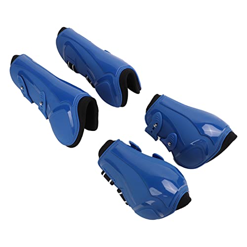Pferdebeinschoner, Kissendämpfung, elastische PU-Pferdestiefel für Reitausrüstung(Blaues 4er-Set, L) von Voluxe