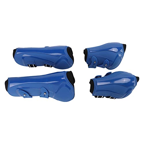 Pferdebeinschoner, Kissendämpfung, elastische PU-Pferdestiefel für Reitausrüstung(Blaues 4er-Set, m) von Voluxe