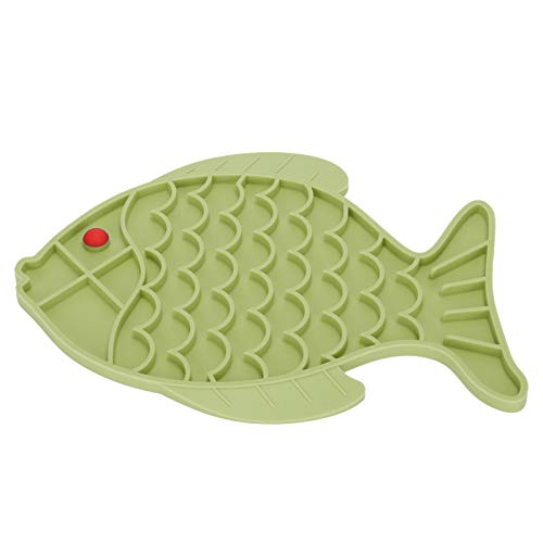 Slow Feeder Matte, Silikon Pet Slow Feeder einzigartig für Haustiere(Fish-Shaped Green) von Voluxe