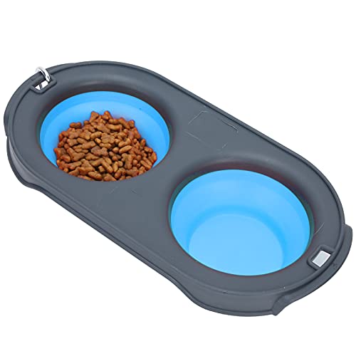 Tragbare Futternapf für Haustiere, einfach zu lagernde Doppel-Erhöhte Schüssel für Haustiere für Zuhause(Blue) von Voluxe