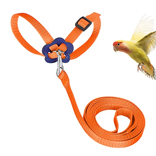 Vogelgeschirr, verstellbares Vogel-Nylon-Biss-Seil-Vogelgeschirr für Outdoor-Training mit Vogelgeschirr für Papageien-Traktions-Brustgurt(orange) von Voluxe