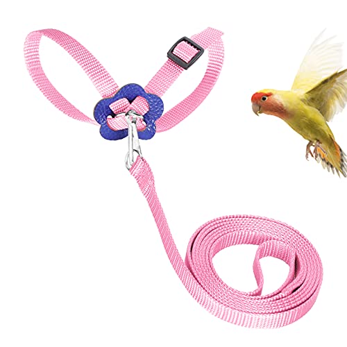 Vogelgeschirr, verstellbares Vogel-Nylon-Biss-Seil-Vogelgeschirr für Outdoor-Training mit Vogelgeschirr für Papageien-Traktions-Brustgurt(pink) von Voluxe