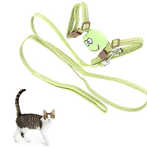 Katzengeschirr mit Leine, verstellbares Katzengeschirr Laufgeschirr für Katzenweste für Haustiere(Grün) von AMONIDA