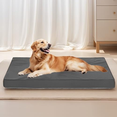 Vomiliku Orthopädische Hundebetten für extra große Hunde – Extra große Eierkiste, Schaumstoff-Hundebett, wasserdichte Haustiermatte mit abnehmbarem, waschbarem Bezug, Grau von Vomiliku