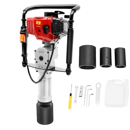 VonVVer Benzin Pfahlramme 52cc 2 Takt mit 55mm/70mm/100mm Rammköpfen, Zaunbau Pfostentreiber Hand-Zug-Start, Erdbohrer Einzylinder für Bauernhöfe, Ranchzäune, Straßenverbesserungen VonVVer Benzin Pfahlramme 52cc 2 Takt mit 55mm/70mm/100mm Rammköpfen, Zaunbau Pfostentreiber Hand-Zug-Start, Erdbohrer Einzylinder für Bauernhöfe, Ranchzäune, Straßenverbesserungen von VonVVer