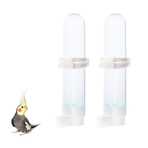 2 Stück Automatische Vogeltränke für Papageien Wellensittiche Sittiche Nymphensittiche Vogelkäfigtränke Hängende Wasserflasche mit 120 ml Fassungsvermögen Weiß von Vonavira