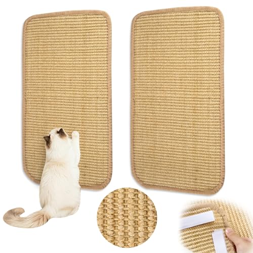 Kratzmatte Katze, 2 StückKratzbretter Katze Wand,Sisal Teppich Katzen für Katzen, Selbsthaftender Kratzwand für Katzen Selbstklebend, Sisalteppich Katzen Kratzbrett,50x25cm,Beige von Vonsera