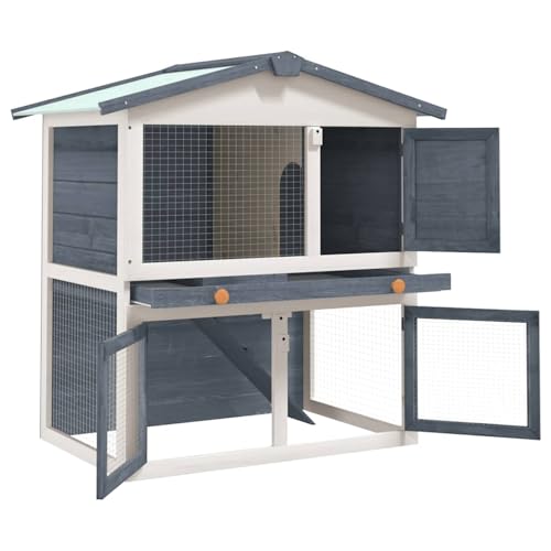 Vopese 2-Etagen-Kaninchenstall aus Holz, großzügig, grau/weiß, 94x60x98 cm - für innen & außen Model170837 Vopese 2-Etagen-Kaninchenstall aus Holz, großzügig, grau/weiß, 94x60x98 cm - für innen & außen Model170837 von Vopese