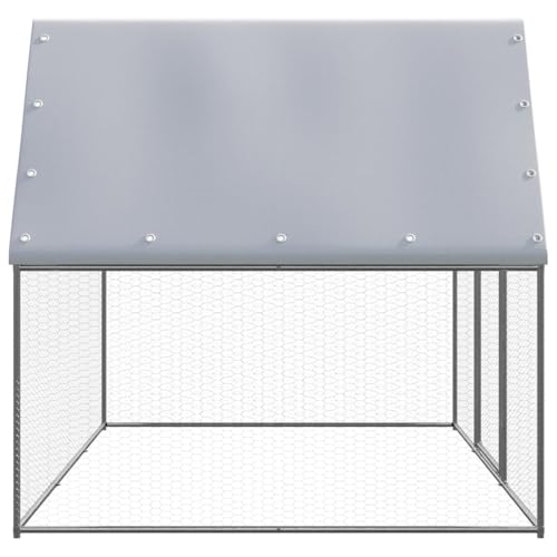 Vopese Geräumiger Hühnerkäfig aus verzinktem Stahl mit PE-Dach - Silbergrau, 3x2x2m, für Kleintiere und große Vögel Model150778 Vopese Geräumiger Hühnerkäfig aus verzinktem Stahl mit PE-Dach - Silbergrau, 3x2x2m, für Kleintiere und große Vögel Model150778 von Vopese