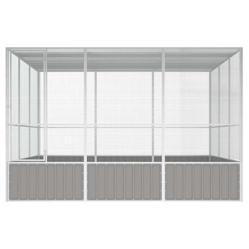 Vopese Großer All-in-One-Vogelkäfig aus verzinktem Stahl, 302,5 x 324,5 x 211,5 cm, grau, für sicheres Fliegen und Spielen Model171553 von Vopese