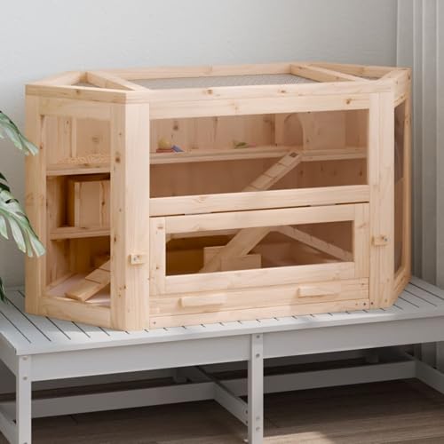 Vopese Hamsterkäfig 80x40x43 cm Massivholz Tanne Haustierkäfig Model172379 von Vopese