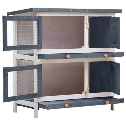 Vopese Hochwertiger 2-Ebenen-Kaninchenstall - Holzrahmen, grünes Dach, 90x45x90 cm - Geeignet für kleine Haustiere Model170834 von Vopese