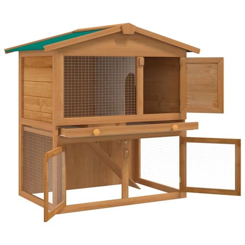 Vopese Hochwertiger 2-Ebenen-Kaninchenstall aus Holz mit Schubfach - 94x60x98 cm, ideal für kleine Haustiere Model170160 von Vopese