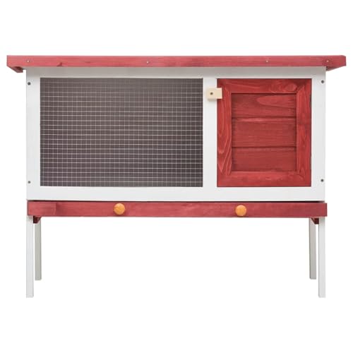 Vopese Hochwertiger Holz-Kaninchenstall mit Schubfach, 90x45x65 cm, rot/weiß - Für Kleintiere perfekt geeignet Model170830 Vopese Hochwertiger Holz-Kaninchenstall mit Schubfach, 90x45x65 cm, rot/weiß - Für Kleintiere perfekt geeignet Model170830 von Vopese