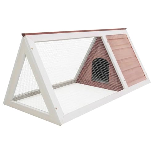 Vopese Holz-Kaninchenstall Deluxe - Braun & Weiß, 98x50x41 cm, für Außenbereich Model170853 von Vopese