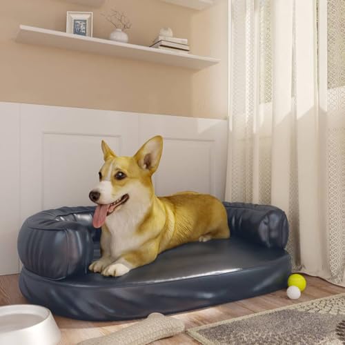 Vopese Hundebett Ergonomisch Schaumstoff Dunkelblau 75x53cm Kunstleder Hundekissen Model171314 von Vopese