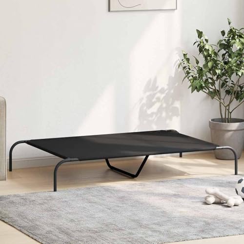 Vopese Hundebett Erhöht Schwarz 130x80x20 cm Oxford-Gewebe und Stahl Hundebett Model42000840 von Vopese