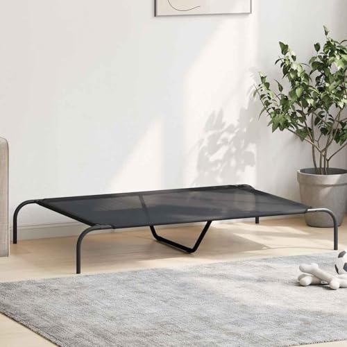 Vopese Hundebett Erhöht Schwarz 130x80x20 cm Textilene und Stahl Hundebett Model42000836 von Vopese