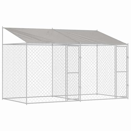 Vopese Hundekäfig Silber 400 x 200 x 256 cm Verzinkter Stahl Hundekäfig Model3368298 von Vopese
