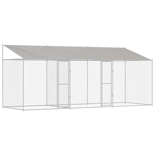 Vopese Hundekäfig Silber 600 x 200 x 256 cm Verzinkter Stahl Hundekäfig Model3368304 von Vopese