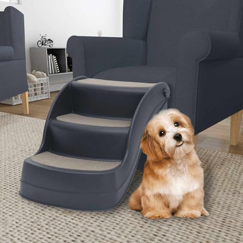 Vopese Hundetreppe mit 3 Stufen Klappbar Dunkelgrau Hundetreppe Model171174 von Vopese