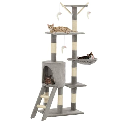 Vopese Katzen-Kratzbaum mit Sisal-S?ulen 138 cm Grau Pet Kratzbaum Model170578 von Vopese