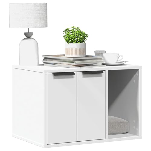 Vopese Katzenklo Weiß 60x40x40 cm Holzwerkstoff Haustierzaun Model857724 von Vopese
