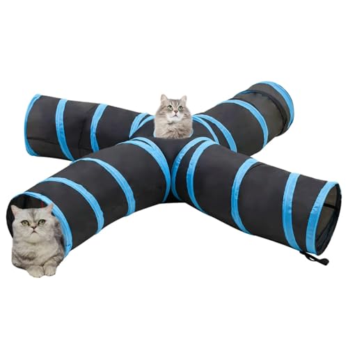Vopese Katzentunnel 4-Wege Schwarz und Blau 25 cm Polyester Spielmöglichkeiten im Freien Model172187 von Vopese