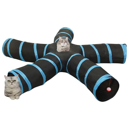 Vopese Katzentunnel 5-Wege Schwarz und Blau 25 cm Polyester Spielmöglichkeiten im Freien Model172188 von Vopese