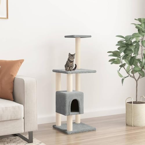 Vopese Kratzbaum mit Sisal-Kratzs?ulen Hellgrau 104 cm Pet Kratzbaum Model171470 von Vopese