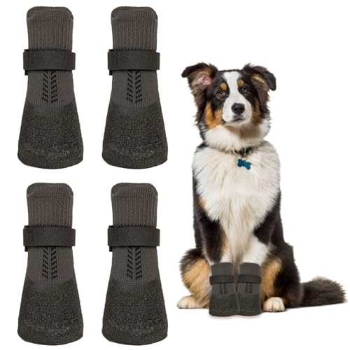 Vordpe 4 Stück Hundeschuhe Pfotenschutz, Anti-Rutsch Socken für Hunde mit verstellbaren Riemen, Hunde Schuhe Outdoor, gegen Lecken und Rutschen (XXXL) von Vordpe