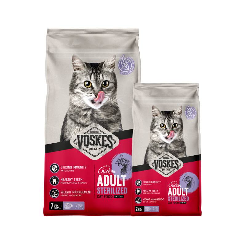 Voskes Adult Sterilized Katzenfutter - Huhn - 2 kg von Voskes