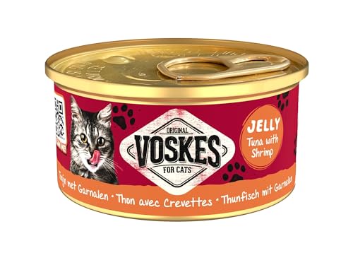 Voskes Jelly 24 x 85g Katzennassfutter (Thunfisch mit Garnelen 24 x 85 g) von Voskes