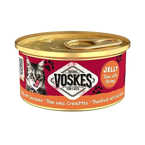 Voskes Jelly 24 x 85g Katzennassfutter (Thunfisch mit Garnelen 24 x 85 g) von Voskes