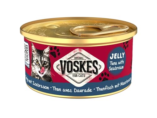 Voskes Jelly 24 x 85g Katzennassfutter (Thunfisch mit Meerbrasse 24 x 85g) von Voskes