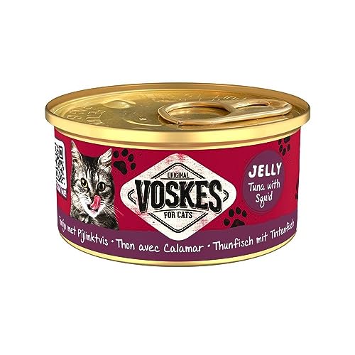 Voskes Jelly 24 x 85g Katzennassfutter (Thunfisch mit Tintenfisch 24 x 85g) von Voskes