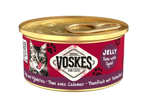 Voskes Jelly 24 x 85g Katzennassfutter (Thunfisch mit Tintenfisch 24 x 85g) von Voskes