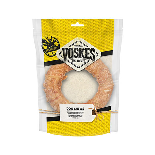 Voskes Kauwring aus Rinderhaut & Huhn - 19 cm - 1 stück von Voskes